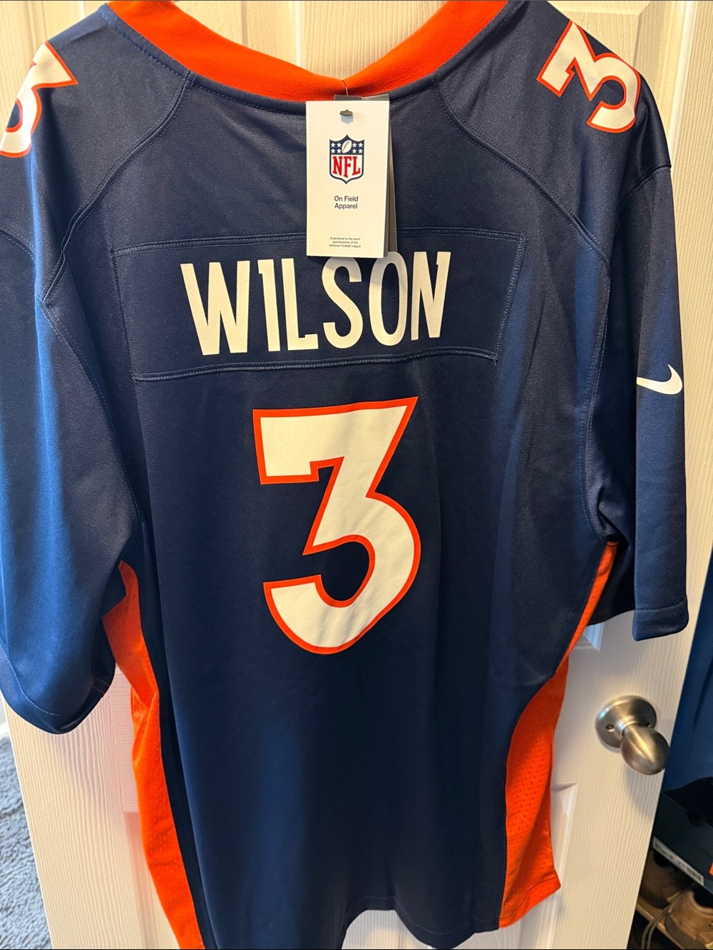 NFL Navy and Orange Team Jersey with Tag